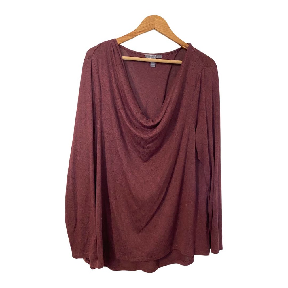 Lisa Rinna Burgundy long sleeve cowl neck sweater size XL